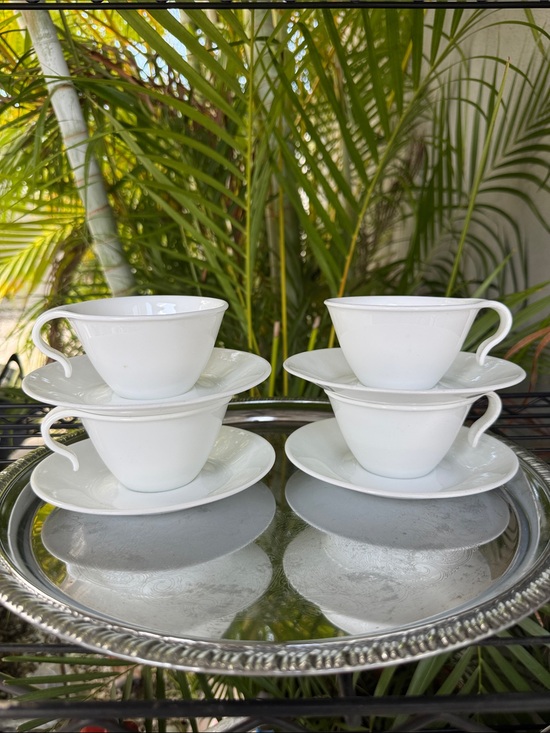 Corelle Other - Corelle Winter Frost White Flat Cups & Saucer Set of 4 (8)